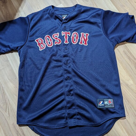 Majestic Boston Red Sox Blue Alternate Jersey Men's Large - Picture 1 of 4
